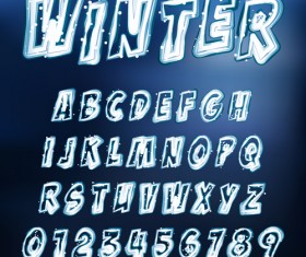 Ice alphabet and number vector material 03