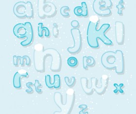 Ice alphabet and number vector material 04
