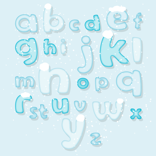 Ice alphabet and number vector material 04