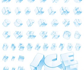 Ice alphabet and number vector material 05