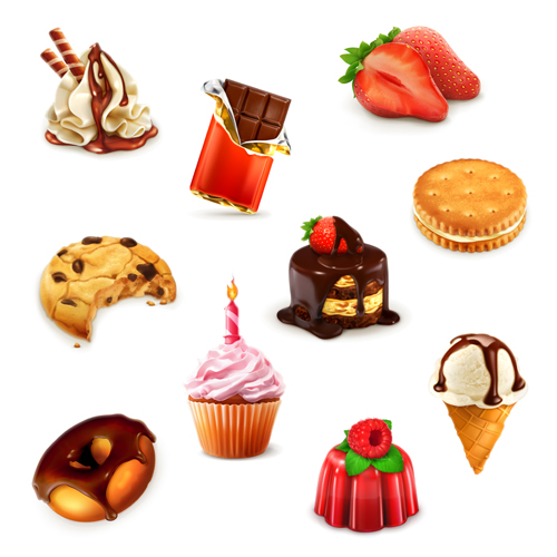 Download Ice cream and dessert with chocolate vector set 03 free ...
