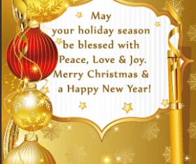 Luxury golden christmas background with baubles vector 01