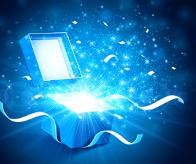 Magic light with christmas gift box vector 01