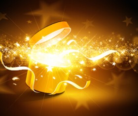 Magic light with christmas gift box vector 02