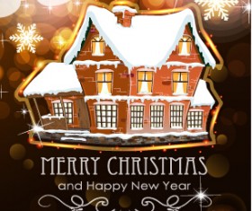 Merry christmas and new year greeting cards vectors 07