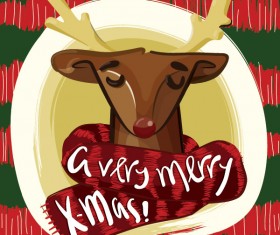 Merry christmas reindeer vector material