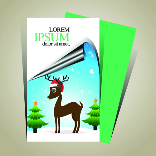 Minimalistic 2015 Merry Christmas flyer cover vector 03