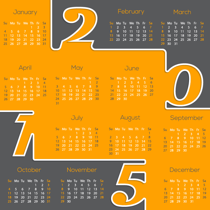 Modern 2015 Business Calendar design vector 01