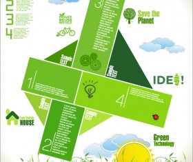 Modern ecology infographics green template vector 01