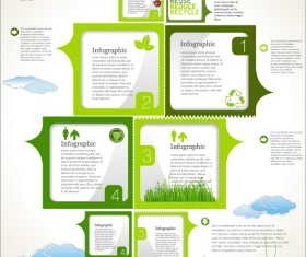 Modern ecology infographics green template vector 02