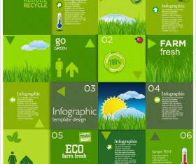 Modern ecology infographics green template vector 03