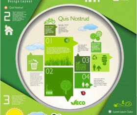 Modern ecology infographics green template vector 04