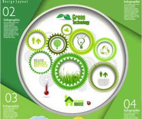 Modern ecology infographics green template vector 05