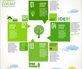 Modern ecology infographics green template vector 07