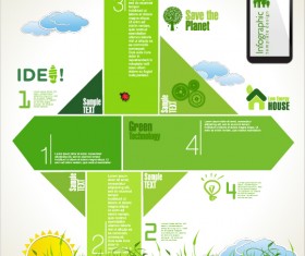 Modern ecology infographics green template vector 08