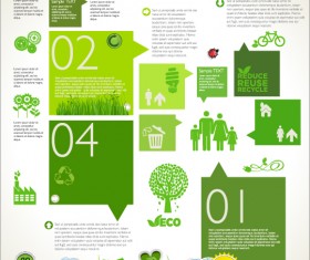 Modern ecology infographics green template vector 09