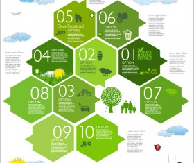 Modern ecology infographics green template vector 10