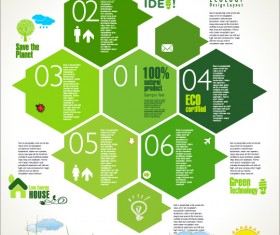 Modern ecology infographics green template vector 12