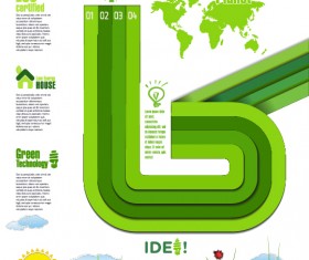 Modern ecology infographics green template vector 13