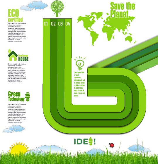 Modern ecology infographics green template vector 13