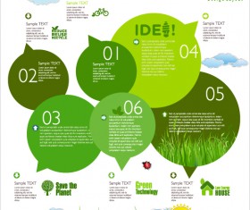 Modern ecology infographics green template vector 15