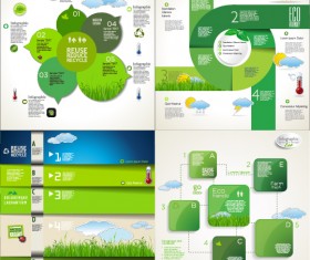 Modern ecology infographics green template vector 16