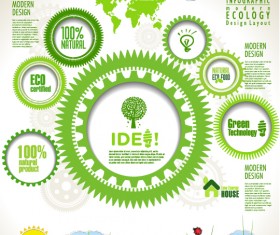 Modern ecology infographics green template vector 17
