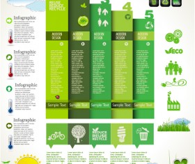 Modern ecology infographics green template vector 19