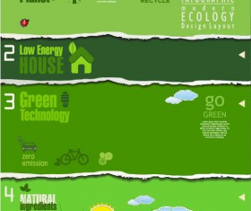 Modern ecology infographics green template vector 20