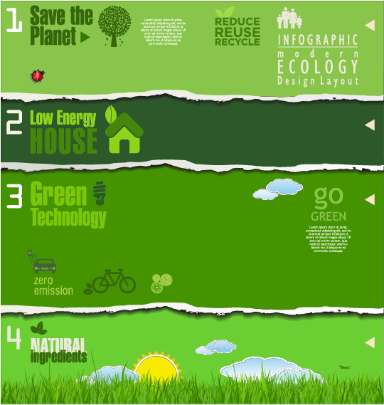 Modern ecology infographics green template vector 20