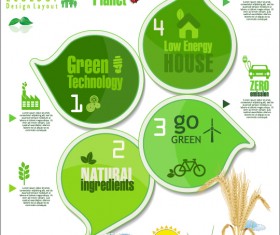 Modern ecology infographics green template vector 21