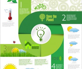 Modern ecology infographics green template vector 22