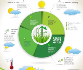 Modern ecology infographics green template vector 23