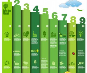 Modern ecology infographics green template vector 24