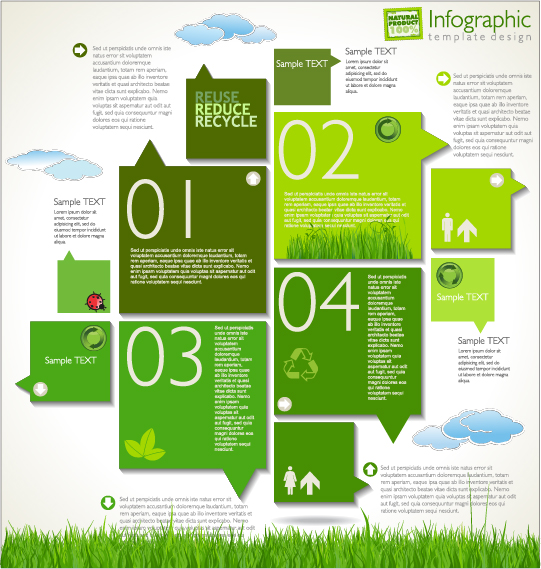 Modern ecology infographics green template vector 25