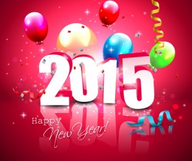 Multicolor confetti with christmas baubles 2015 background