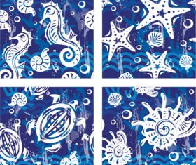 Nautical elements blue seamless pattern vector 08