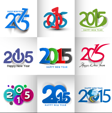 New year 2015 text design set 01 vector