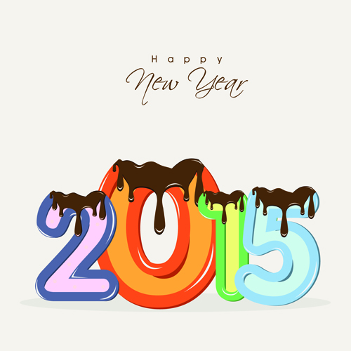 New year 2015 text design set 09 vector