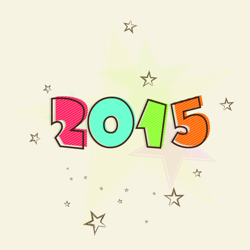 New year 2015 text design set 12 vector