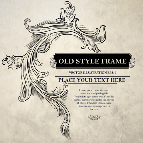 Old style frame ornament vector 01