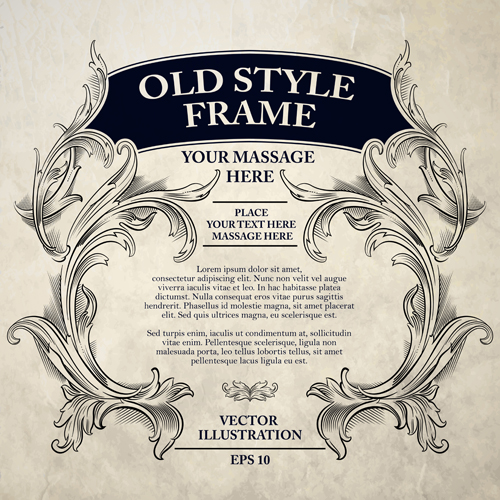 Old style frame ornament vector 02