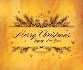 Old yellow paper christmas with new year background