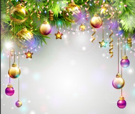 Ornate christmas ball and baubles vector background 02