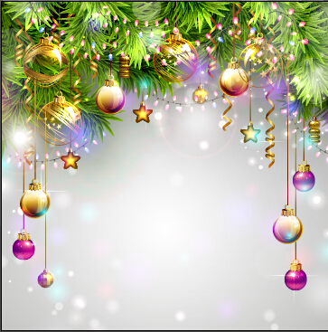 Ornate christmas ball and baubles vector background 02