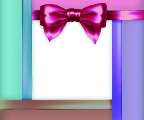 Ornate christmas cards with ribbon bow vector set 03