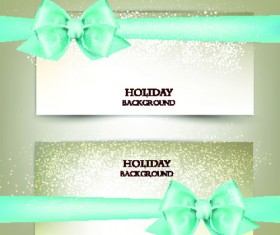 Ornate christmas cards with ribbon bow vector set 05