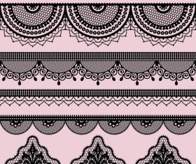 Ornate lace border design vector set 01