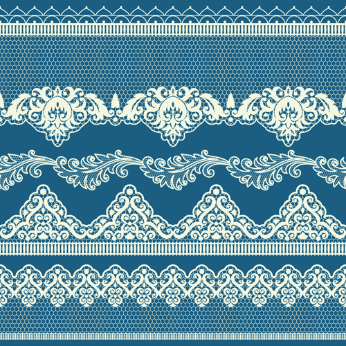 Ornate lace border design vector set 02
