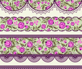 Ornate lace border design vector set 03